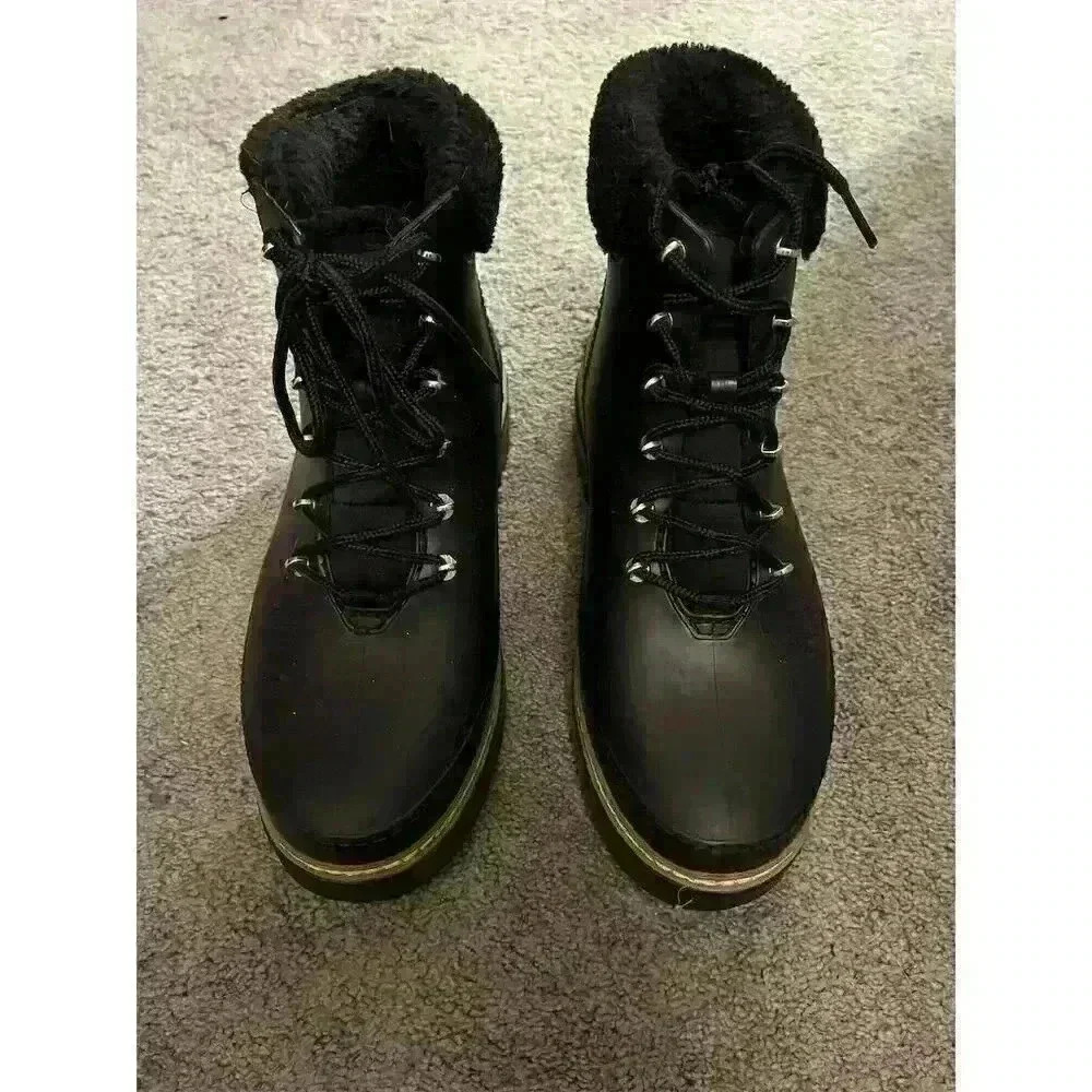 Marc Fisher Women's Black Waterproof Ankle Snow Boots Size 10 Lace Up